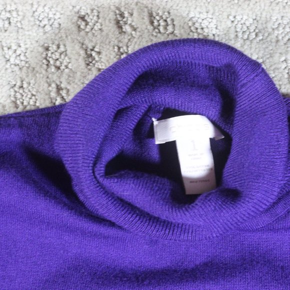 Chico's Size M Puple Turtleneck 3/4 Sleeve Sweater - LIKE NEW - Picture 3 of 6